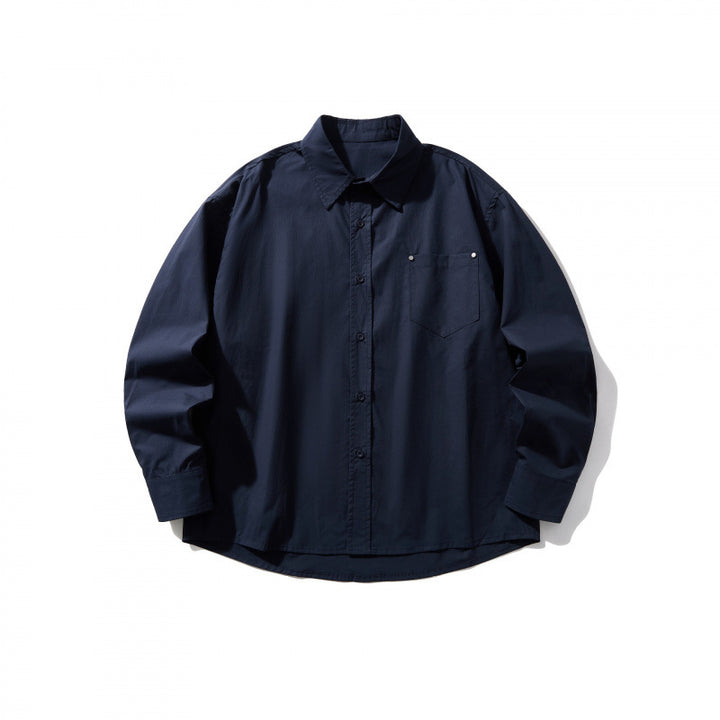 Men's Boxy Overshirt with Chest Pocket and Shirt Collar made of Lightweight Cotton Mix Mune Fashion