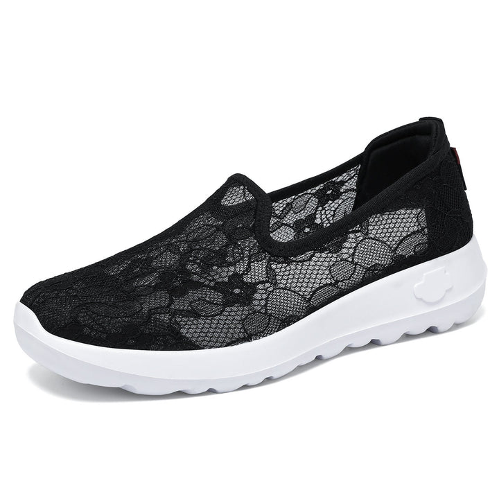 Women Elegant and Comfortable Slip-On Sneakers with Lace Surface Mune Fashion