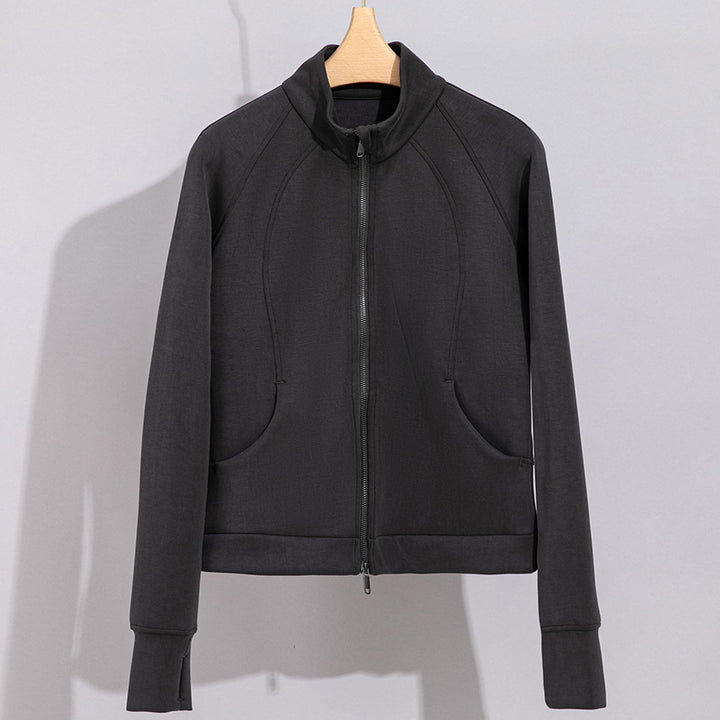 Women's Performance Training Jacket with Stand Collar and Thumb Hole Mune Fashion