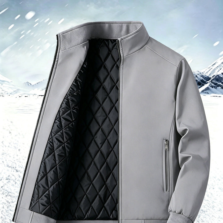 Men's lightweight windproof stand collar bomber jacket with concealed two-way zipper and ribbed cuffs Mune Fashion