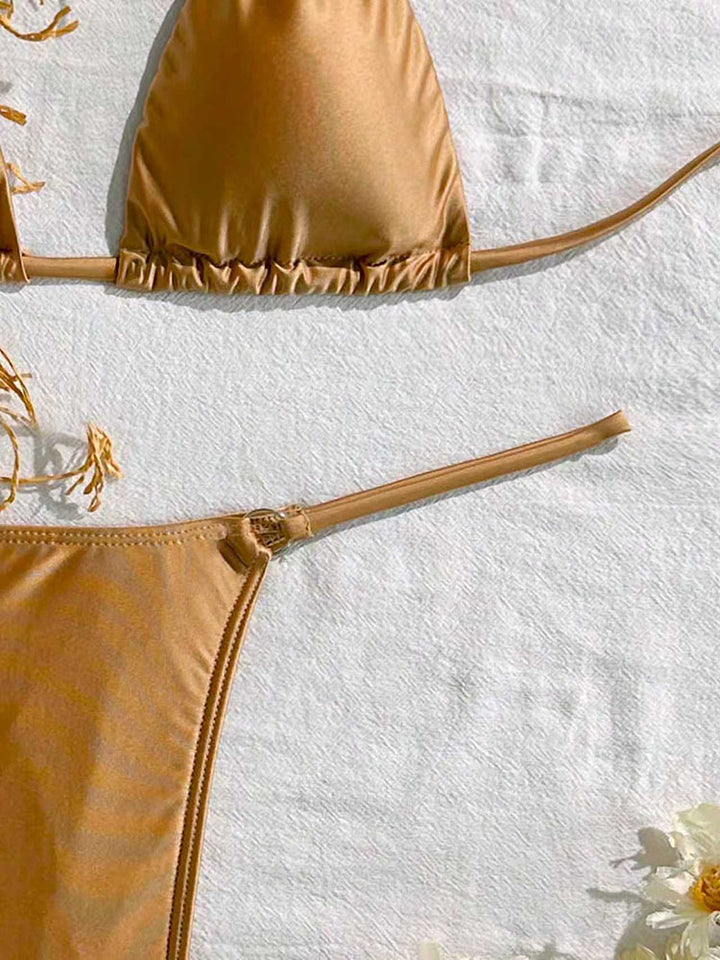 Women's triangle bikini with elegant fringes and adjustable ties Mune Fashion