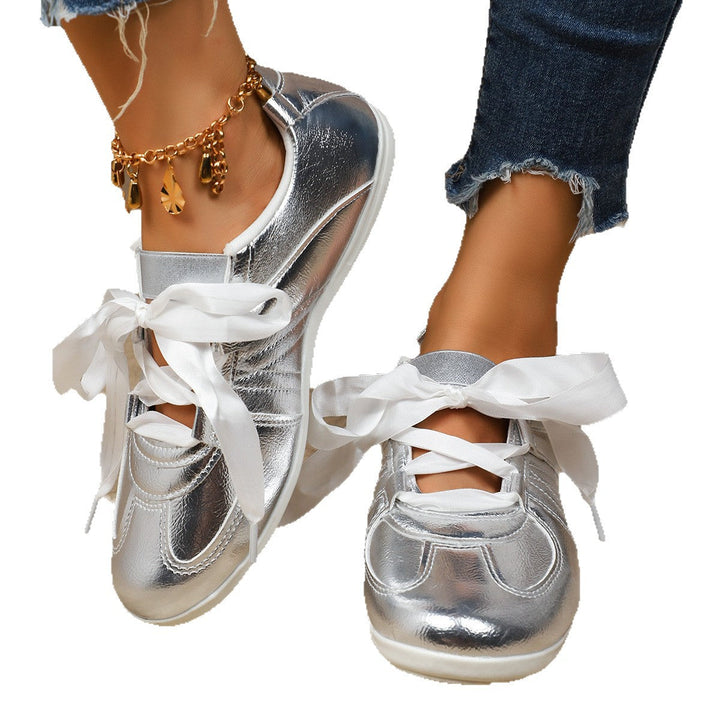 Women’s sporty sneakers with shiny metallic upper material and comfortable lacing Mune Fashion