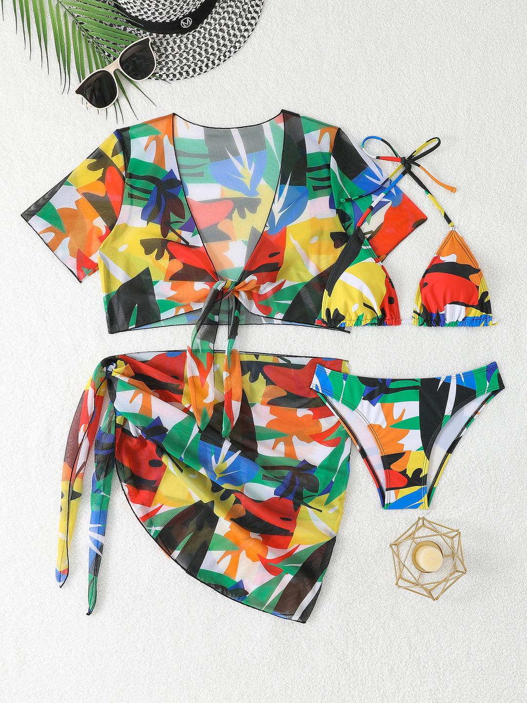 Women's bikini set with transparent top and stylish wrap skirt Mune Fashion