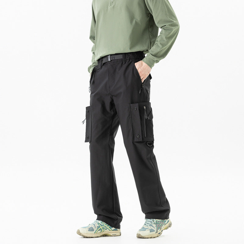 Men's Slim-Tapered Cargo Pants with Zipper Pockets, D-Ring and Comfort Waistband Mune Fashion