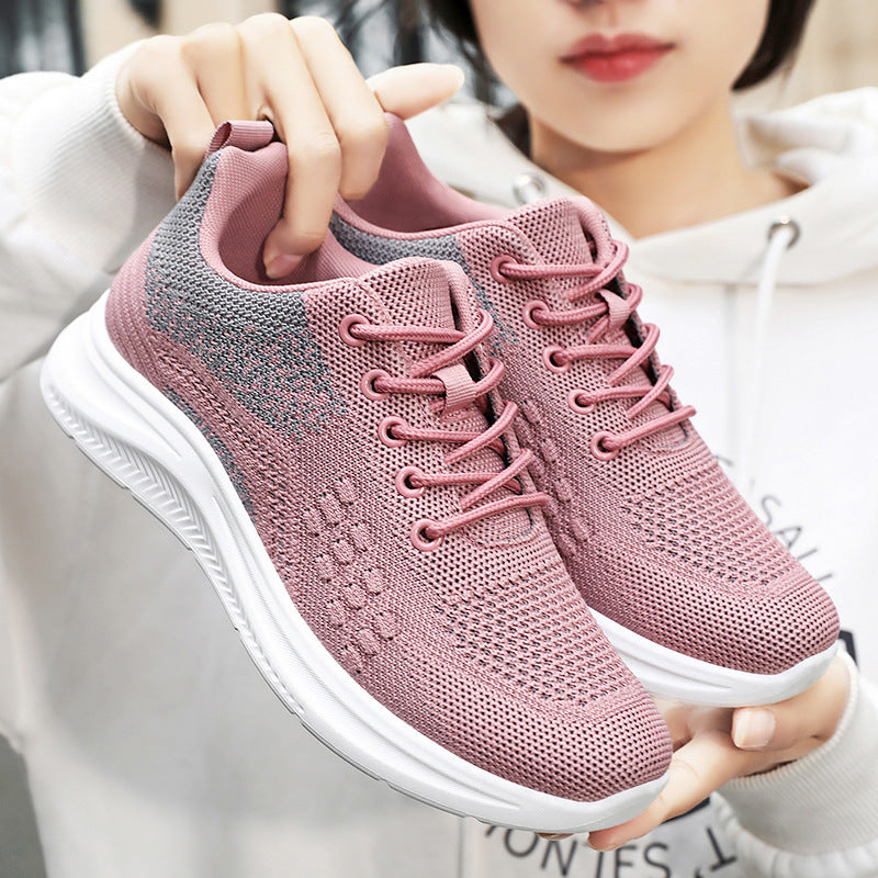 Ladies nan breathable knitted walking sneakers with sock-like shaft, padded heel support and flexible lightweight sole Mune Fashion