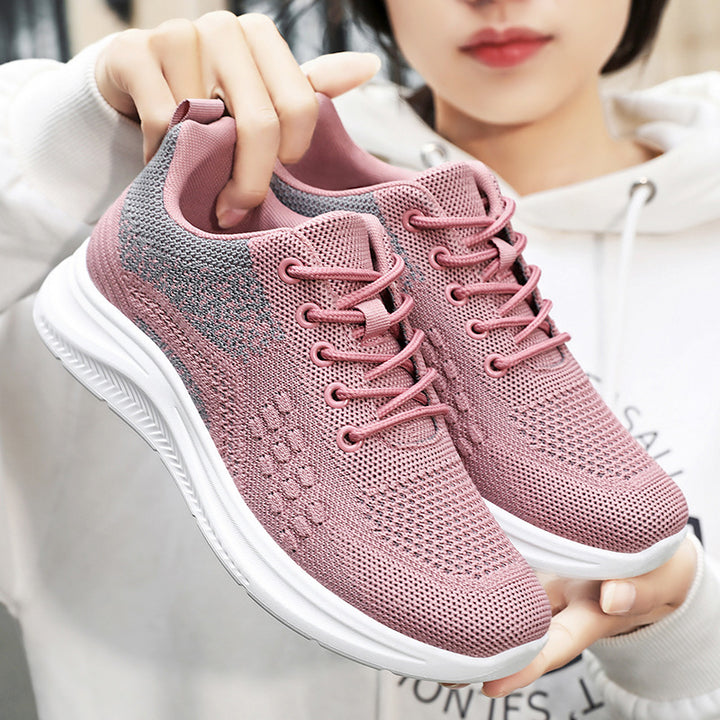 Ladies nan breathable knitted walking sneakers with sock-like shaft, padded heel support and flexible lightweight sole Mune Fashion