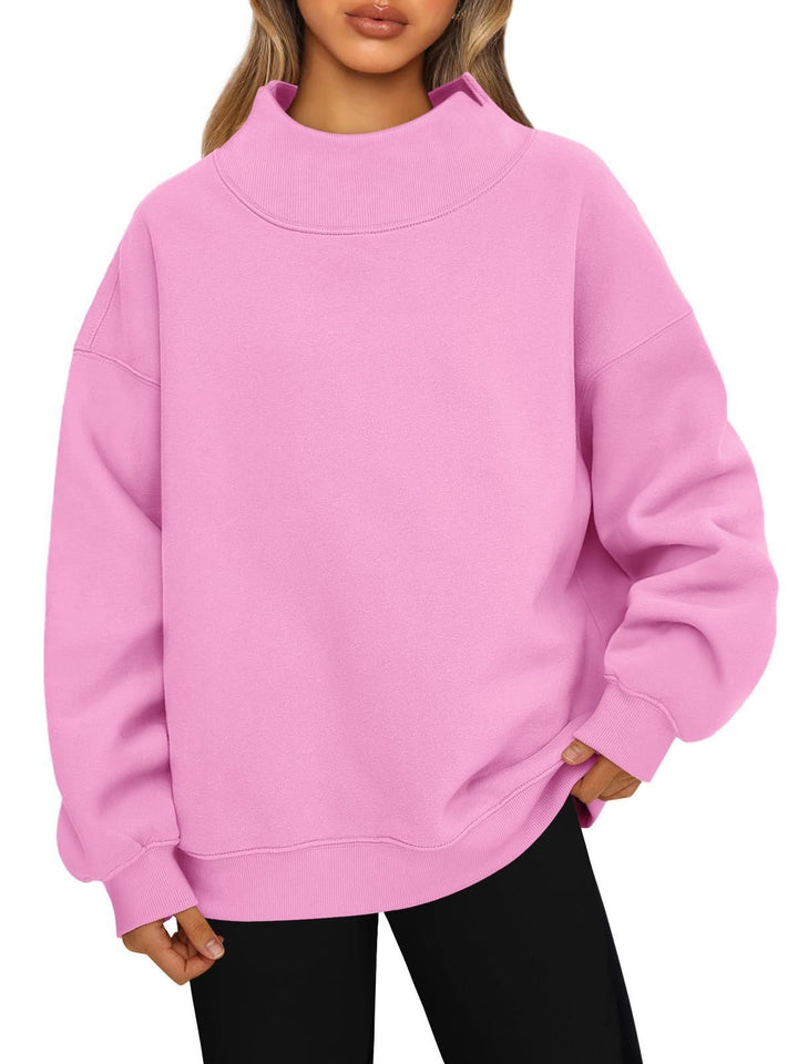 Women's oversized sweatshirt with high stand-up collar and dropped shoulder Mune Fashion