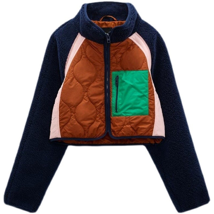 Ladies short-cut quilted fleece jacket with stand-up collar, raglan sleeves and zippered pocket Mune Fashion