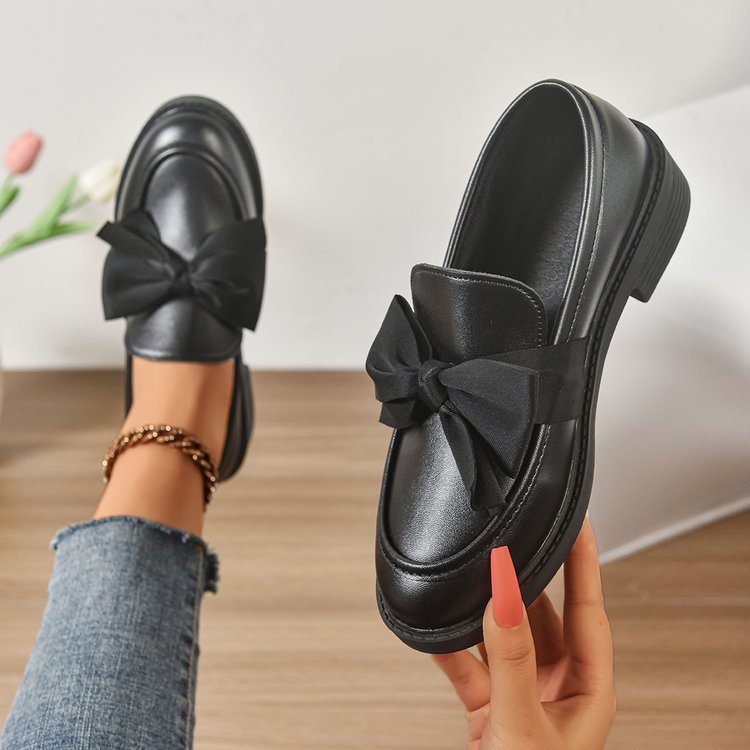 Damen Loafer mit Karo‑Muster und Schleifenapplikation Mune Fashion