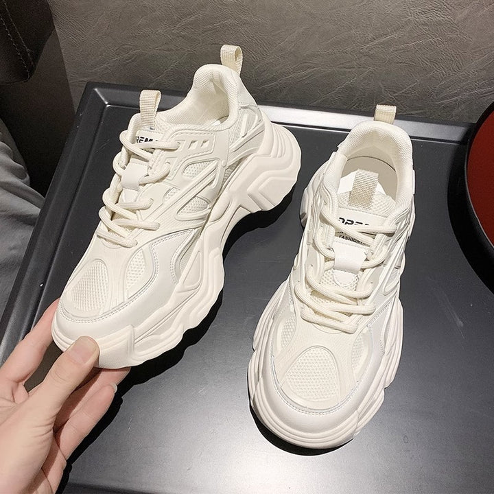 Unisex eye-catching chunky sneakers with breathable mesh upper, padded heel chamber, and sculpted platform heel Mune Fashion