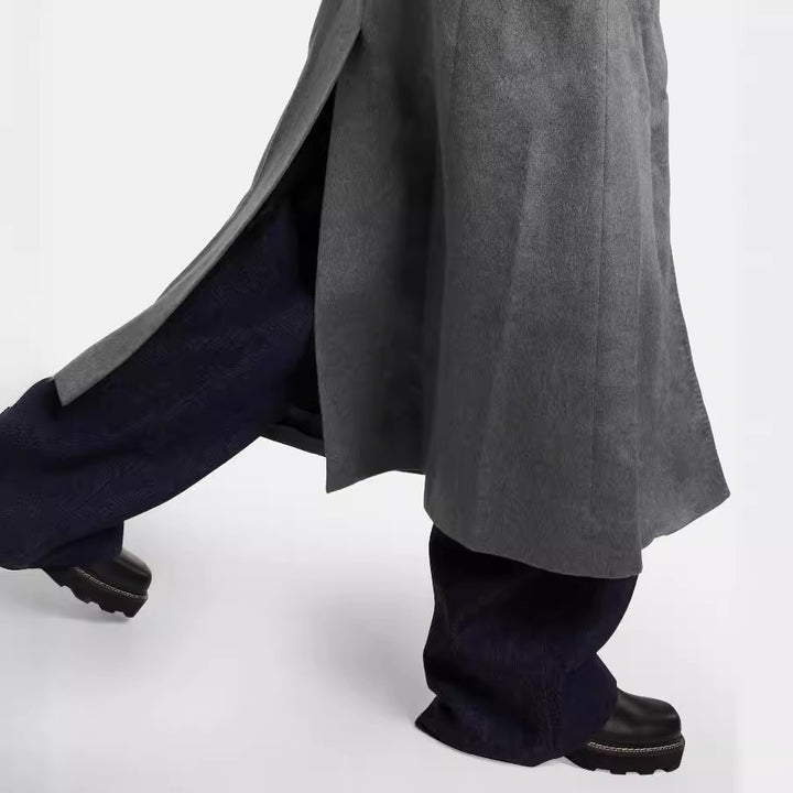 Women's Floor-Length Double-Breasted Coat in Vintage Tailoring with Wide Shawl Collar Mune Fashion