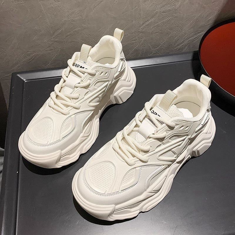 Unisex eye-catching chunky sneakers with breathable mesh upper, padded heel chamber, and sculpted platform heel Mune Fashion