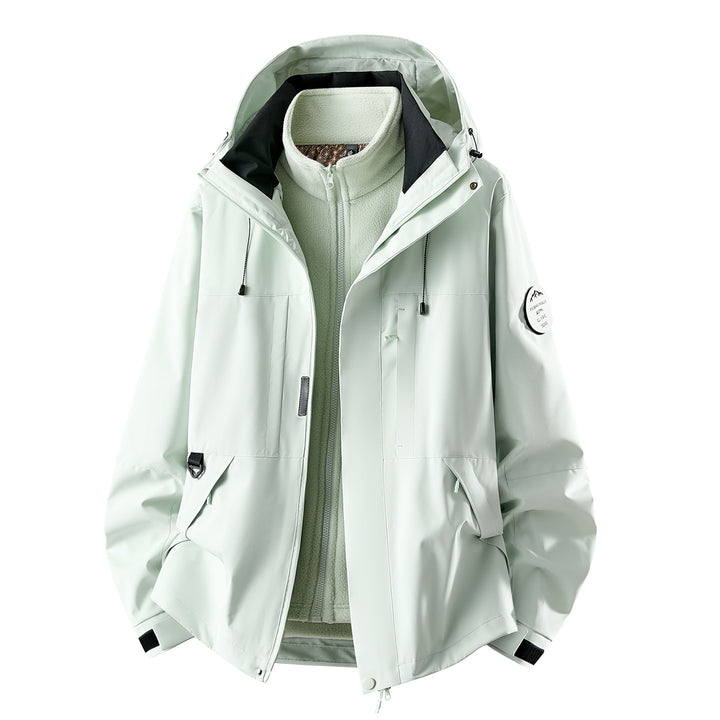 Women's three-piece waterproof outdoor jacket with removable fleece inner layer Mune Fashion