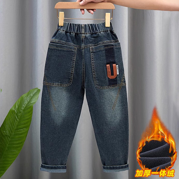 Ladies fashionable denim pants with elastic waistband and practical pockets Mune Fashion