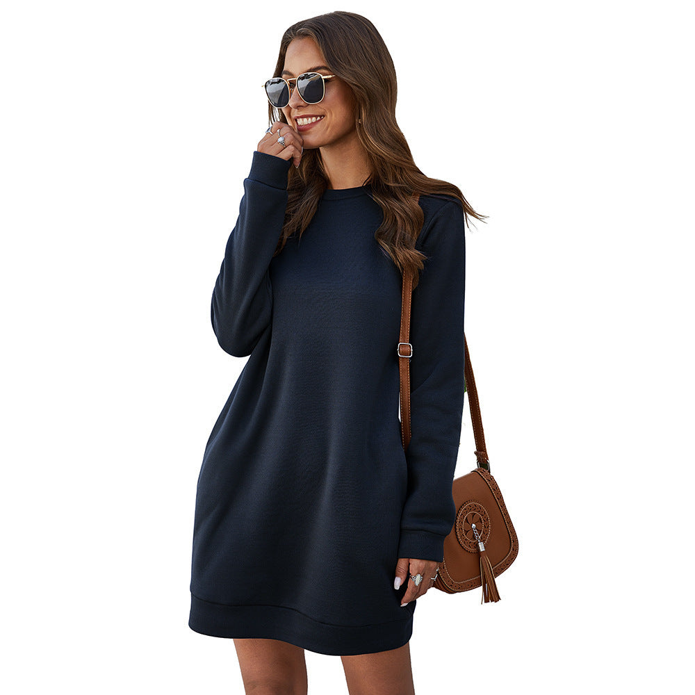 Women nan legeres sweatshirt dress with round neckline, straight cut and long sleeves Mune Fashion