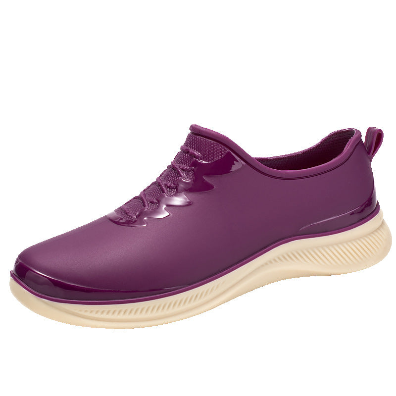 Men's Waterproof Slip-On Rubber Sneaker with Shock Absorbing Sole and Subtle Lace Look Mune Fashion