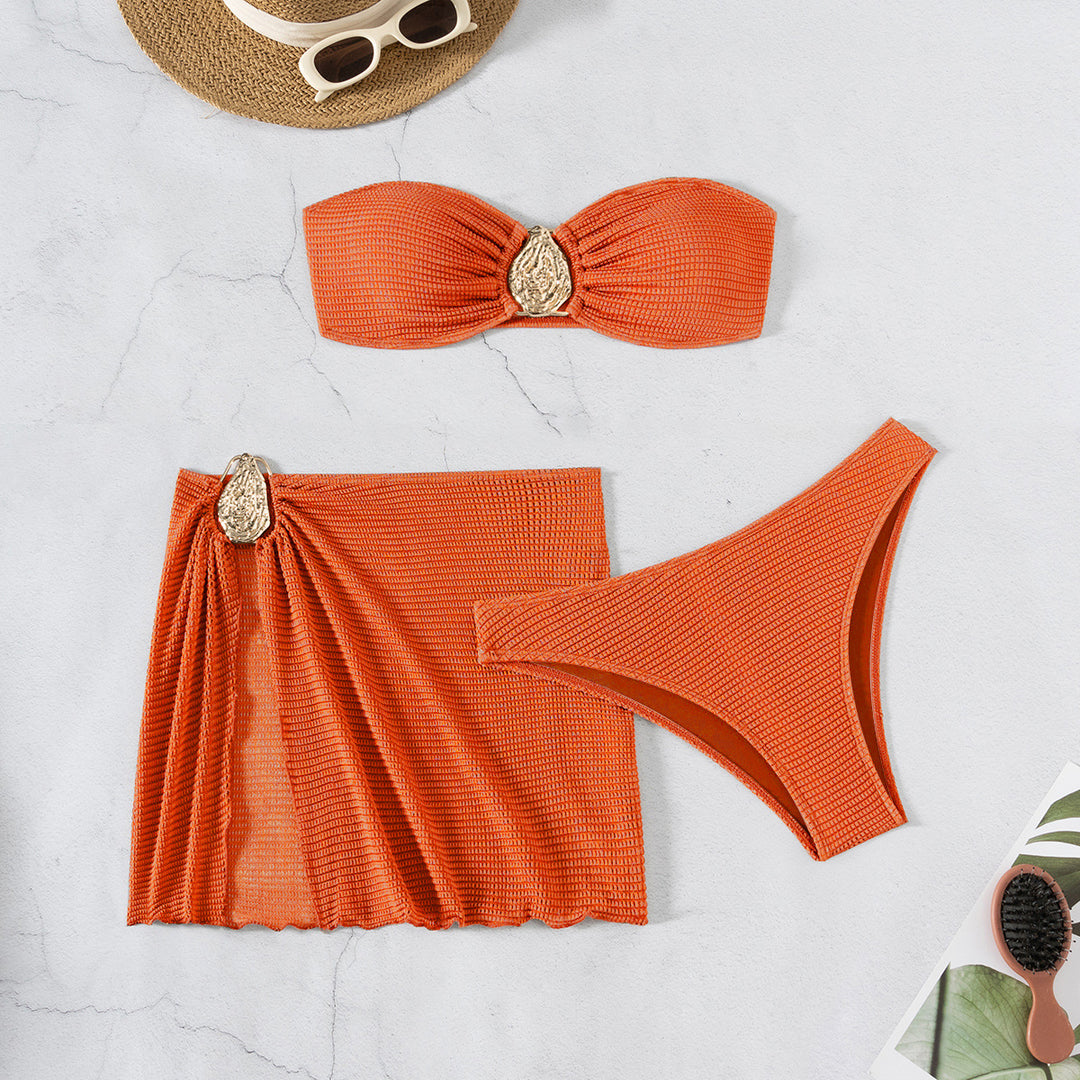 Ladies Bandeau Bikini Set with stylish pleat detail Mune Fashion