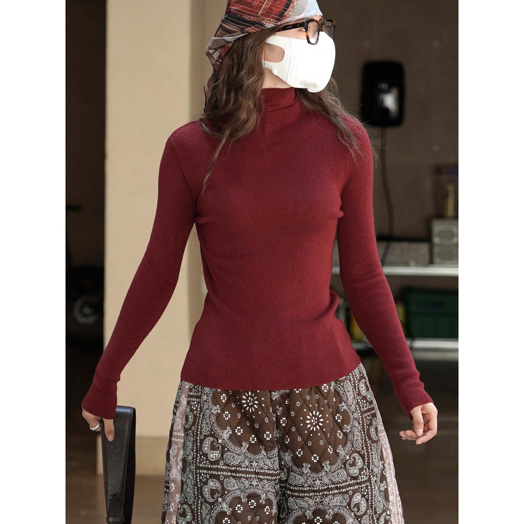 Women's Fine Cashmere-Effect Roll Neck Sweater in Slim Fit from Fine Knit Mune Fashion