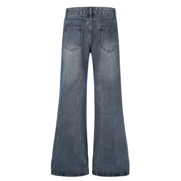 Women High-Waist Flared Jeans with Pearl and Stud Decoration Mune Fashion