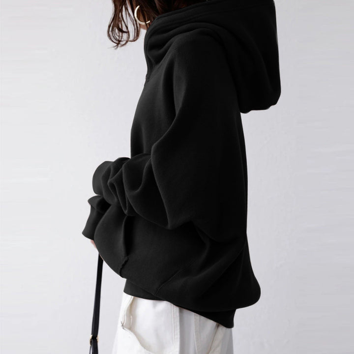 Women's oversized zip-up hoodie with kangaroo pocket made of fluffy fleece Mune Fashion