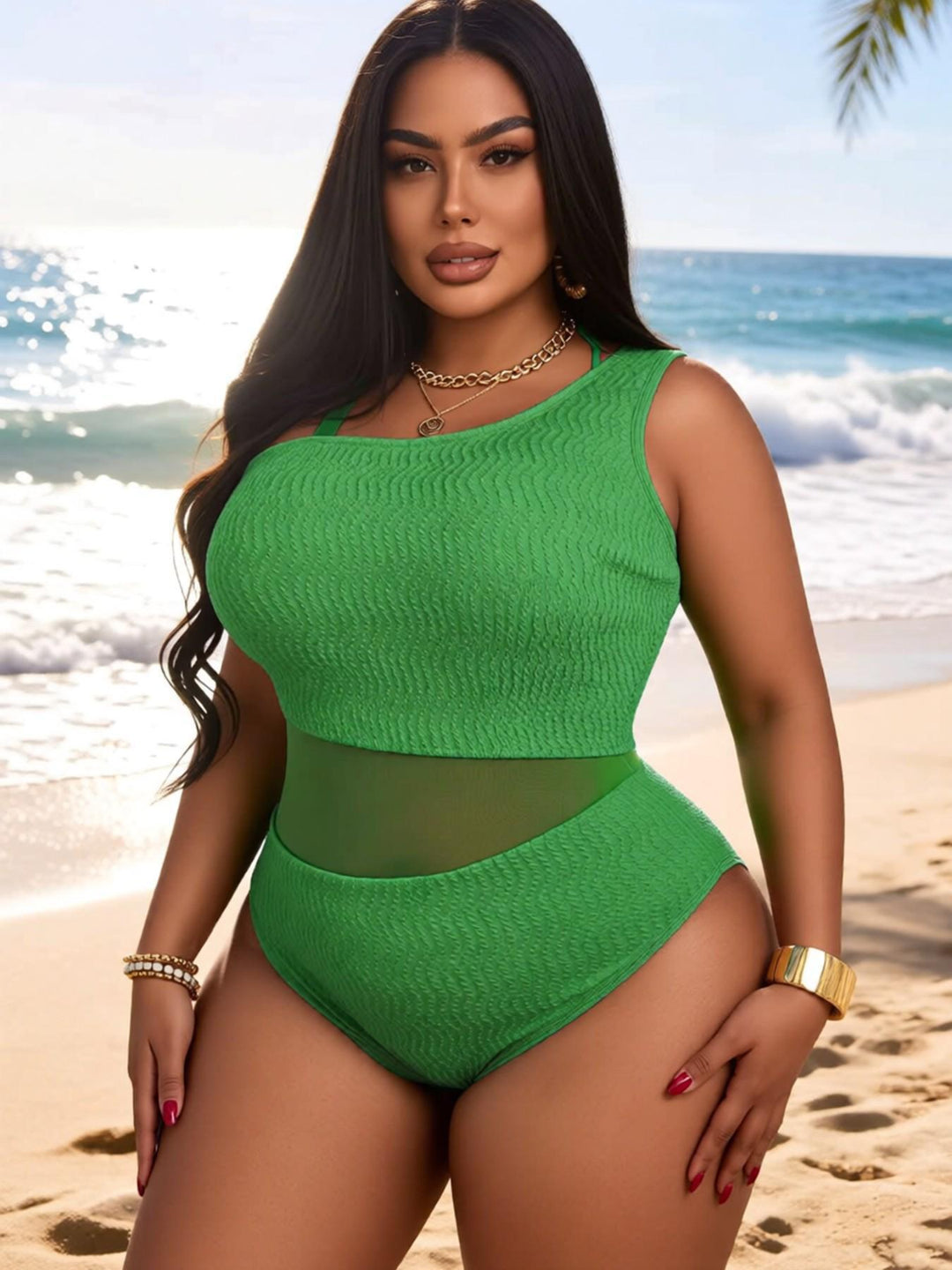 Women's One-Piece Swimsuit with Transparent Inserts Mune Fashion