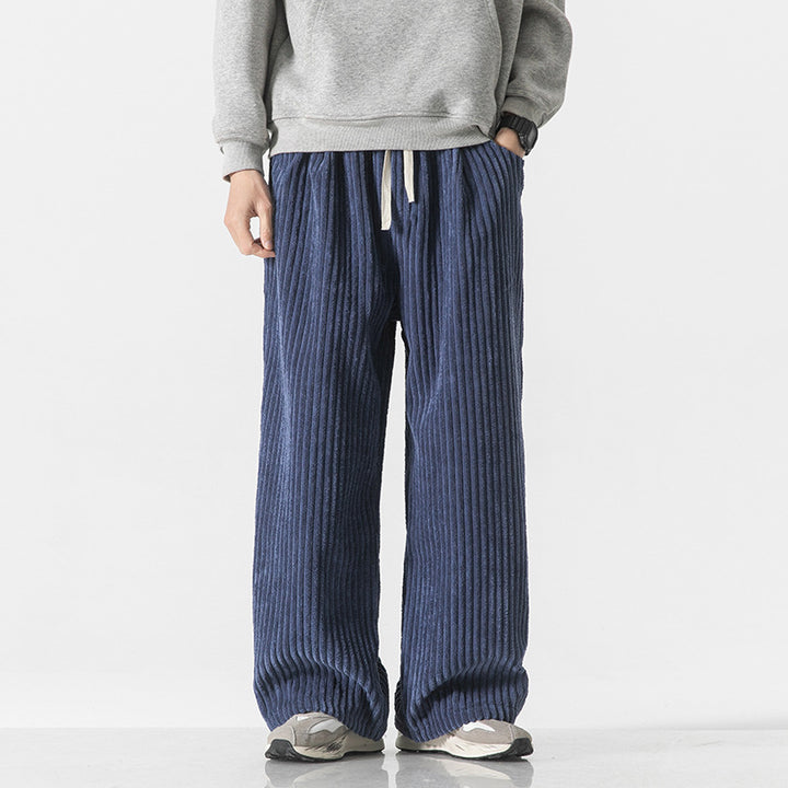 Men's loosely cut corduroy pants with drawstring waistband and distinctive ribbed texture Mune Fashion