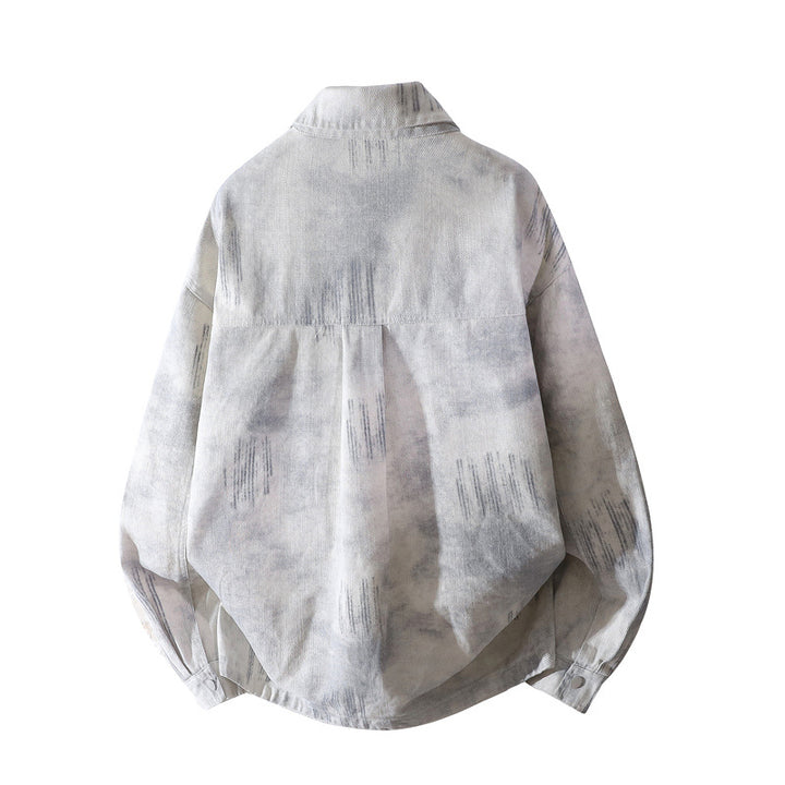 [Men] Oversized shirt jacket with all-over fade print, snap button closure & applied chest pockets Mune Fashion