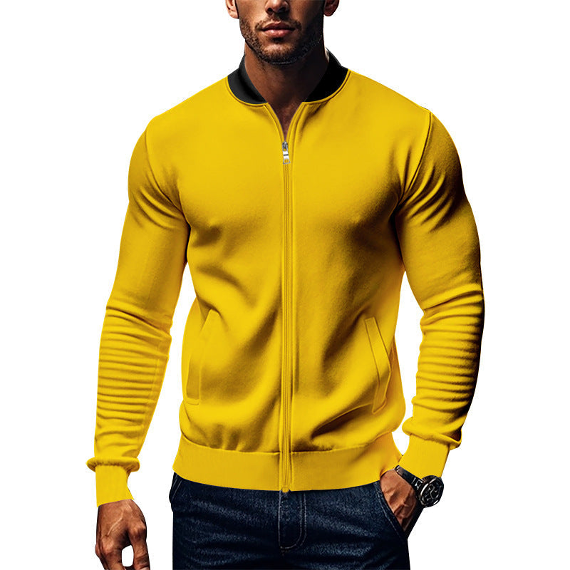 Men's Sporty Bomber Jacket with High Collar Mune