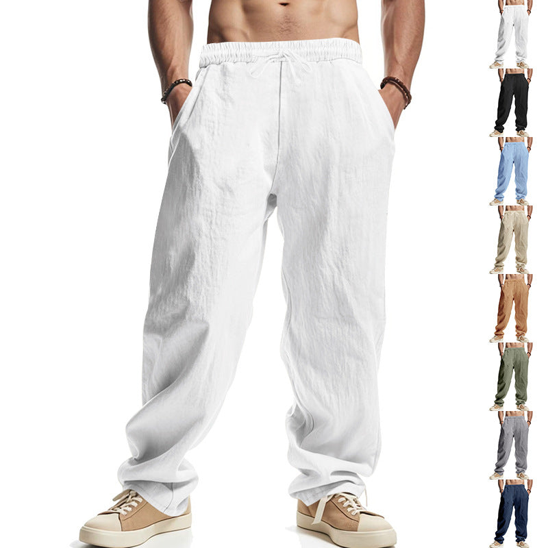 Men's loose leisure pants with elastic waistband, drawstring, and deep side pockets Mune Fashion