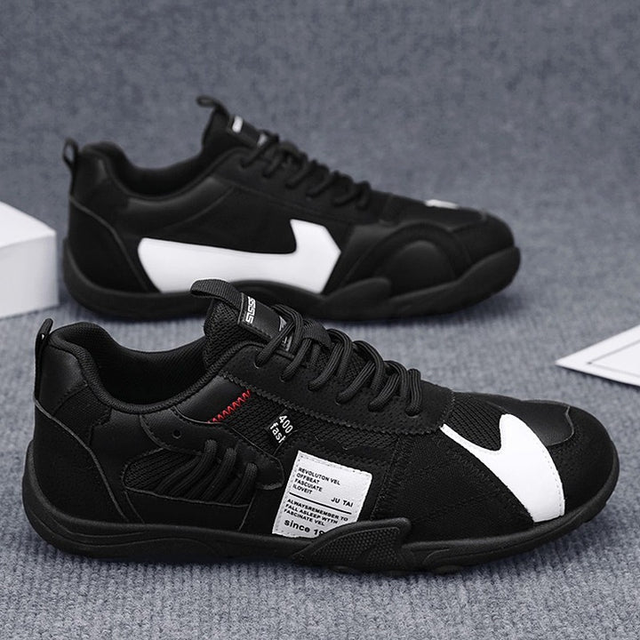 Men's sporty retro mesh leather mix sneakers with reinforced toe cap and grippy trail sole Mune Fashion
