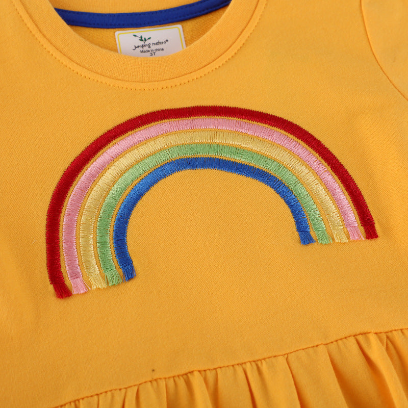 Girl's casual dress with rainbow embroidery Mune Fashion