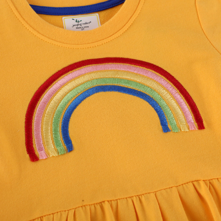 Girl's casual dress with rainbow embroidery Mune Fashion