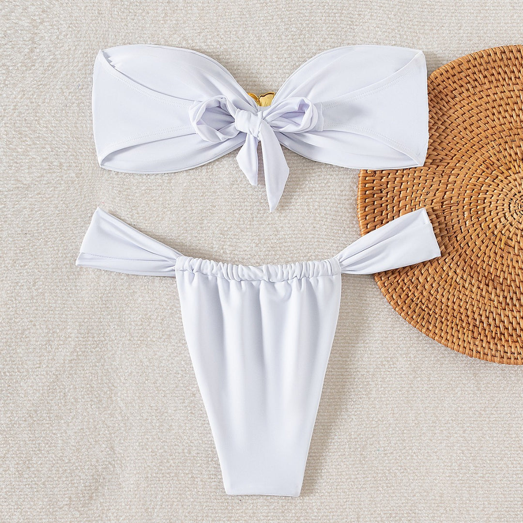 Women's bandeau bikini with elegant gold clasp Mune Fashion