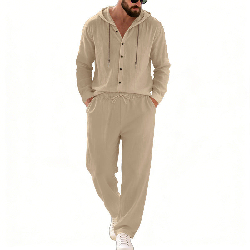 Men's nan legeres hoodie lounge set with button placket, drawstring trousers and side pockets Mune Fashion