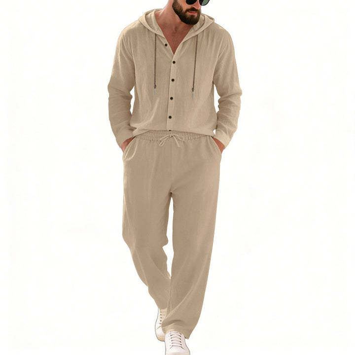 Men's nan legeres hoodie lounge set with button placket, drawstring trousers and side pockets Mune Fashion