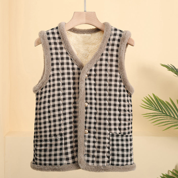 Ladies quilted thermal vest with teddy lining and button placket Mune Fashion