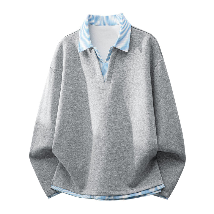 Unisex Oversized Sweatshirt with integrated shirt collar and V-neck detail Mune Fashion