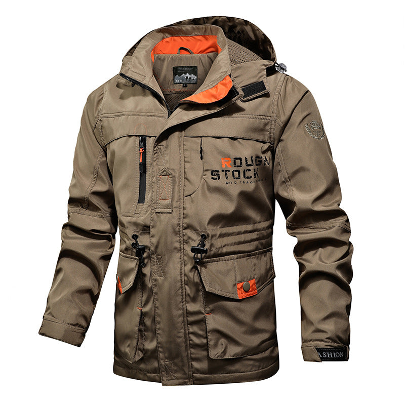 Men's Functional Field Jacket with Hood and Water-Repellent Coating Mune Fashion