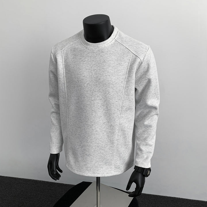Men's sweatshirt with structured seam details and round neck Mune Fashion