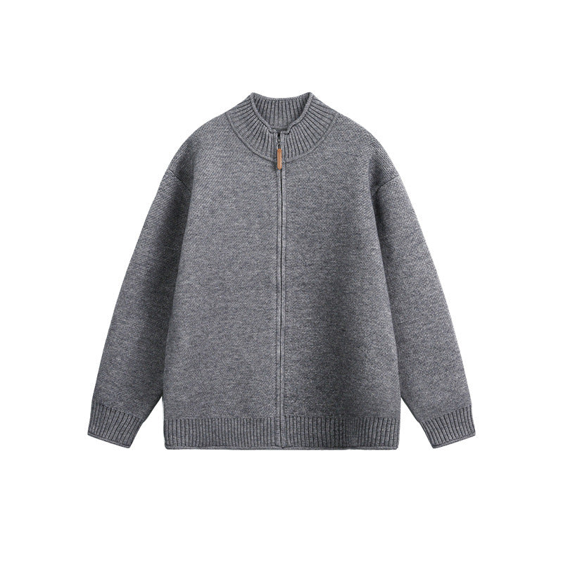 Unisex Knitted Zip Jacket with High Ribbed Collar and Oversized Cut Mune Fashion