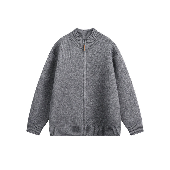 Unisex Knitted Zip Jacket with High Ribbed Collar and Oversized Cut Mune Fashion