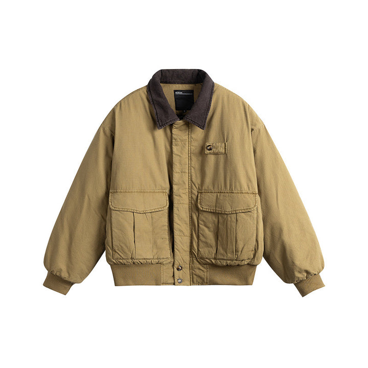 Men's short-cut utility blouson jacket with cord collar and patch pockets Mune Fashion