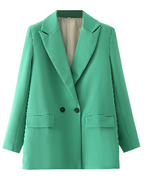 Women's Oversize Double-Breasted Blazer with Lapel and Soft Lining Mune Fashion