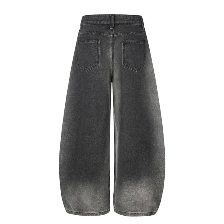 Women's Extra Wide High-Waist Palazzo Jeans with Crossed Decorative Waistband and Embroidered Pockets Mune Fashion