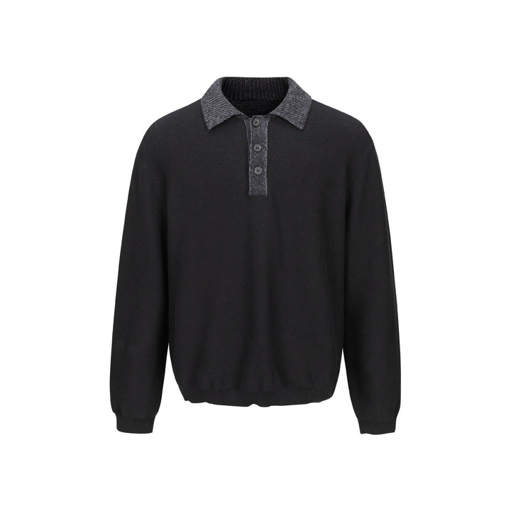 Men's fine knit polo pullover with structured collar and button placket Mune Fashion