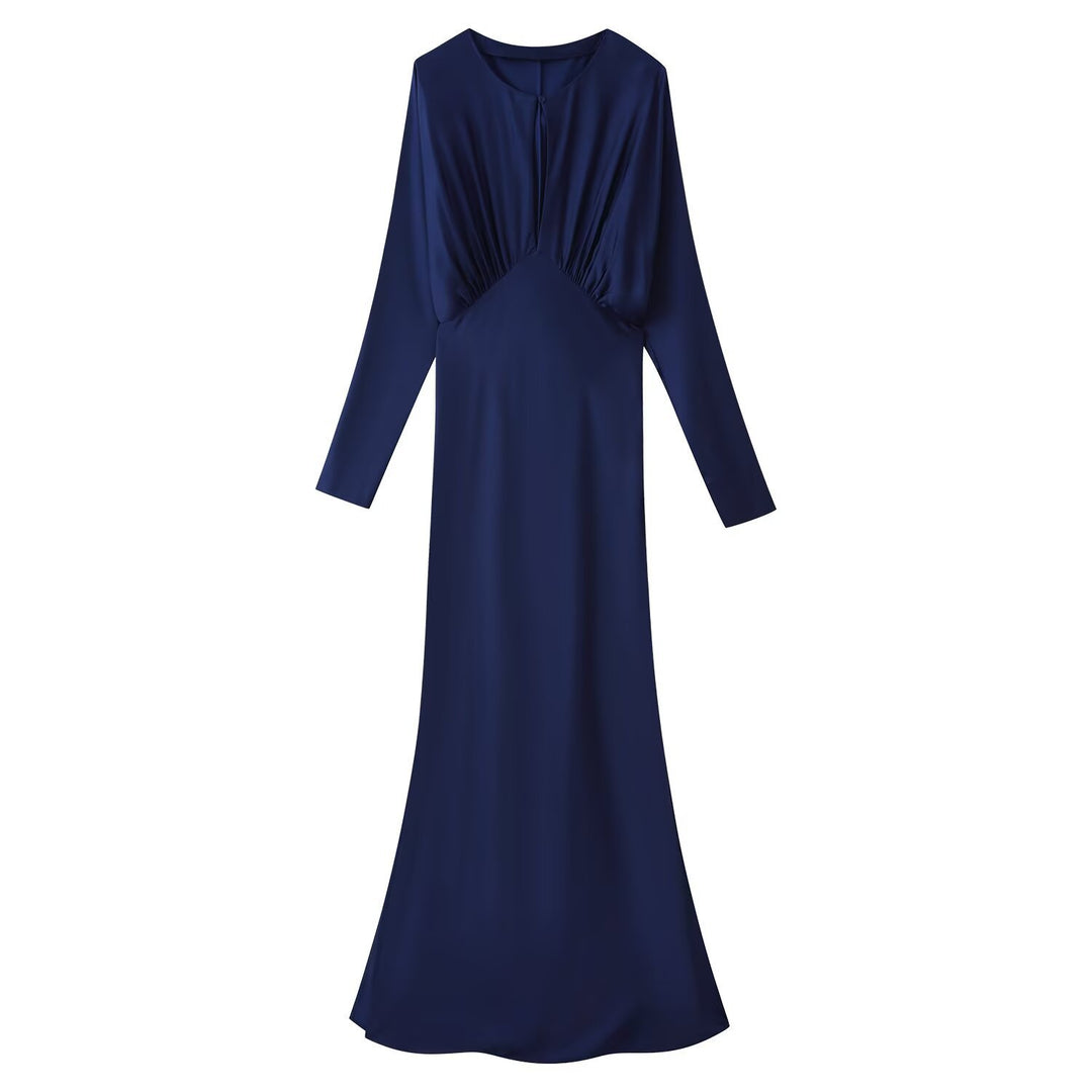 Women's Long Sleeve Maxi Dress with Ruffle Silhouette and Keyhole Neckline Mune Fashion