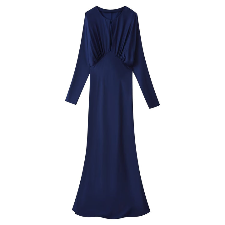 Women's Long Sleeve Maxi Dress with Ruffle Silhouette and Keyhole Neckline Mune Fashion