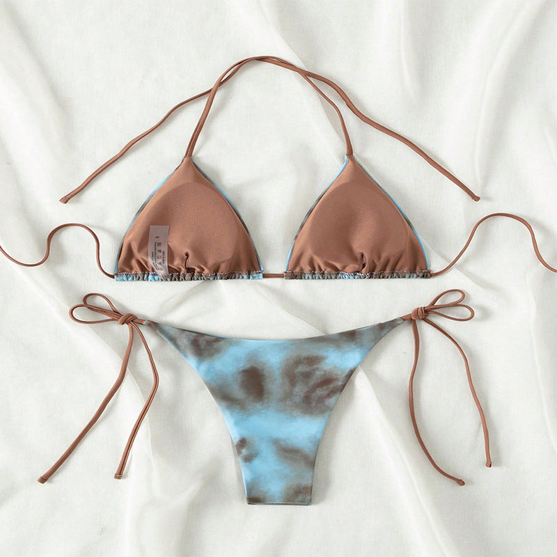 Women's triangle bikini with adjustable straps and unique gradient Mune Fashion