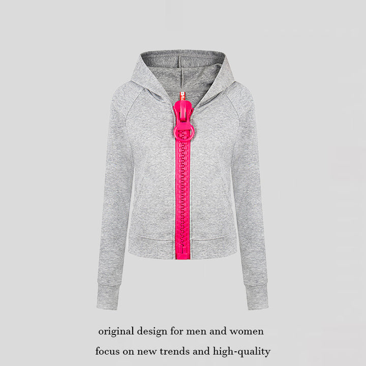 Women’s hooded sweatshirt jacket with oversized zipper and relaxed fit Mune Fashion
