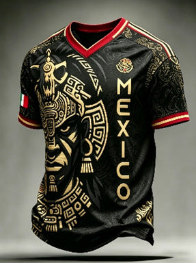 Unisex v-neck retro style jersey with Uruguay crest and flag patches Mune Fashion
